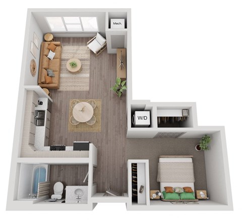 a floor plan of a 1 bedroom apartment at the residences at silver hill in suitland,